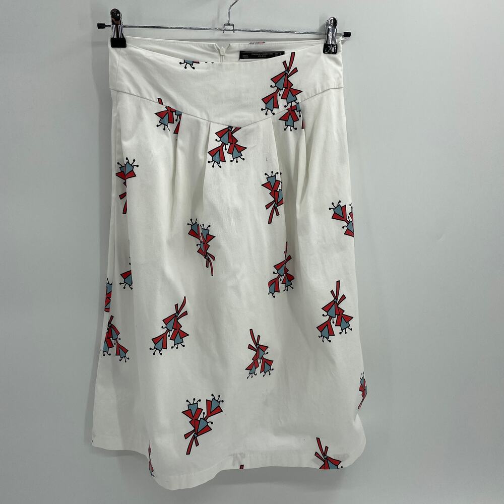 ZARA Skirt Women's Med Trafaluc Collection Textured Floral Print Knee Length